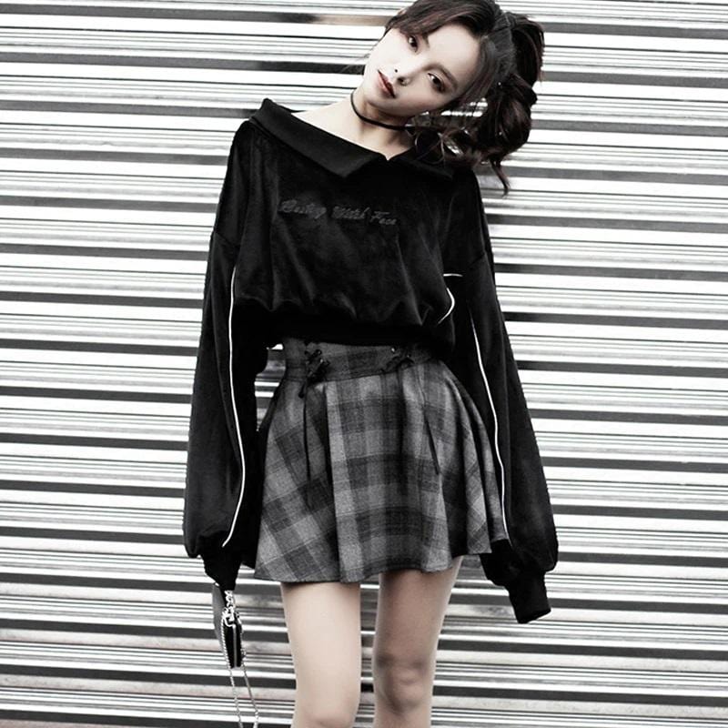 Bittersweet Gray Plaid Skirt