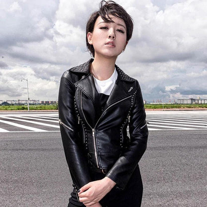 Fashionable Gothic Leather Motorcycle Jacket
