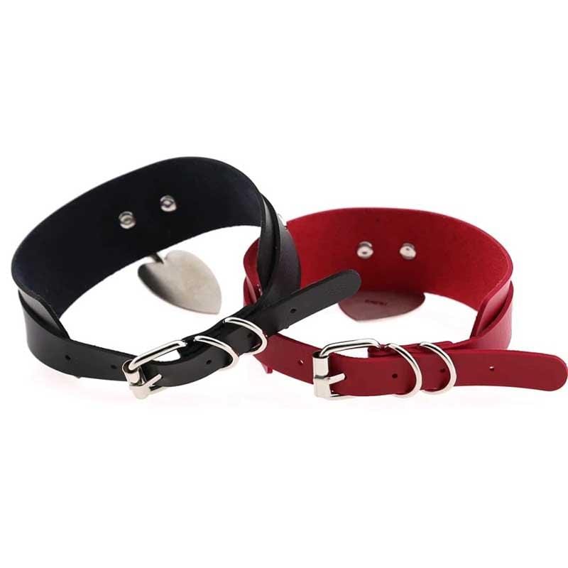 Broken Heart Leather Choker