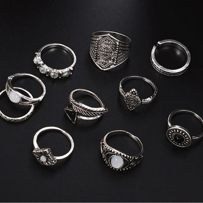 Opal Evil Eye Ring Set