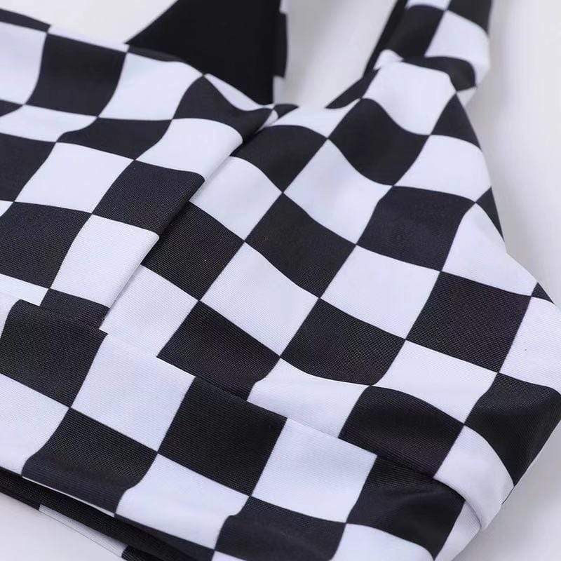 B&W Plaid Swimsuit