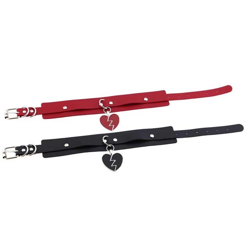 Broken Heart Leather Choker