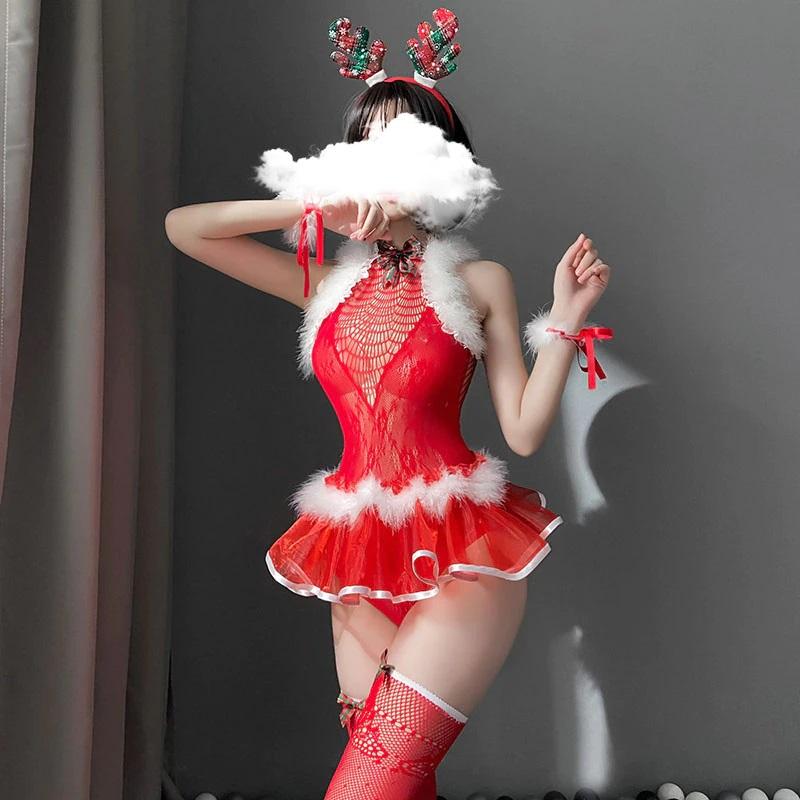 Temptation Elk Red Fishnet Bodysuit