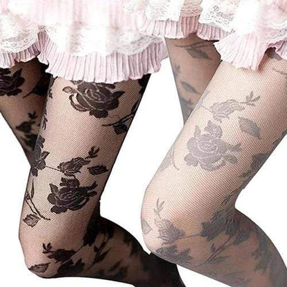 Dark Rose Lace Stockings