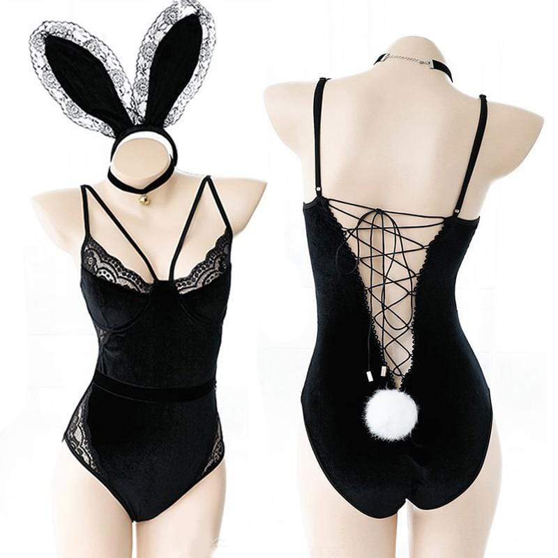 Elegant Stygian Bunny Cosplay Lingerie