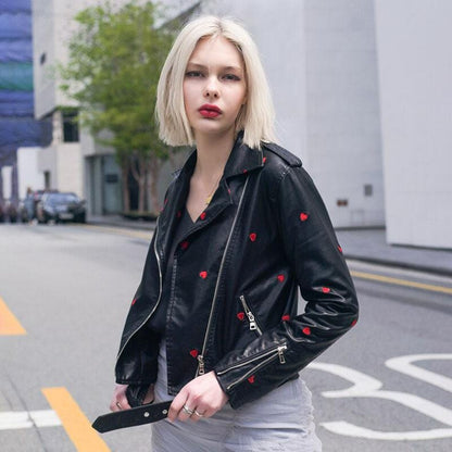 Faux Leather Love Hearts Jacket