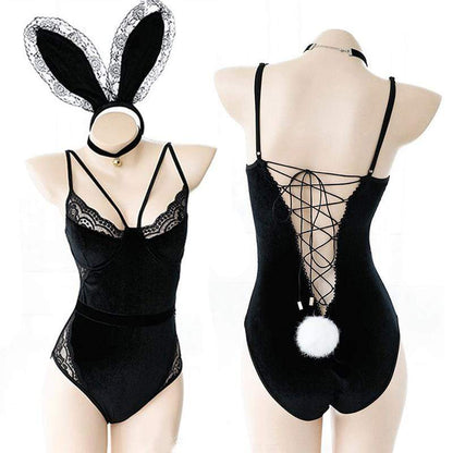 Elegant Stygian Bunny Cosplay Lingerie