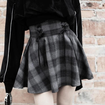 Bittersweet Gray Plaid Skirt