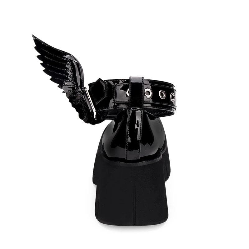 Black Wing Lolita Platform Shoes