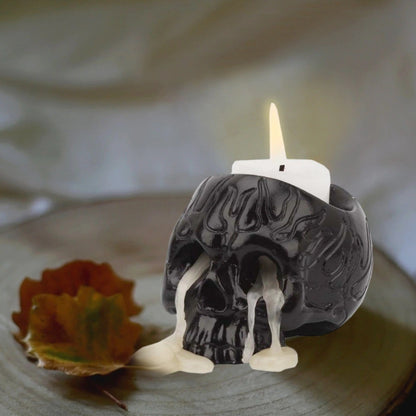 Black Skull Candle Holder