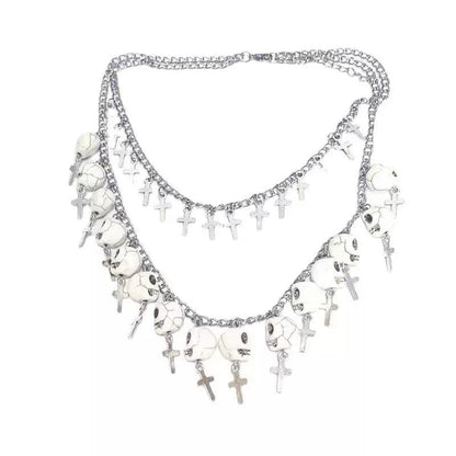 Double Chain Skull Necklace
