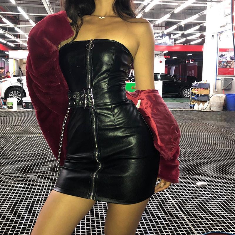 Bad Omen Leather Tube Dress