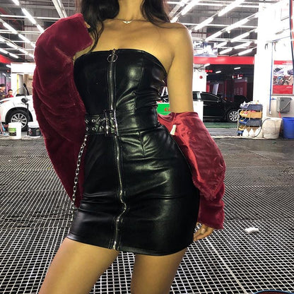 Bad Omen Leather Tube Dress