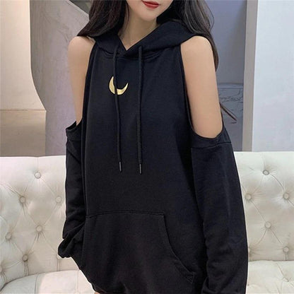 Moon Mystery Cold Shoulder Hoodie