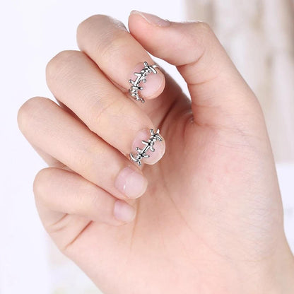 Barb Wire Silver Earrings