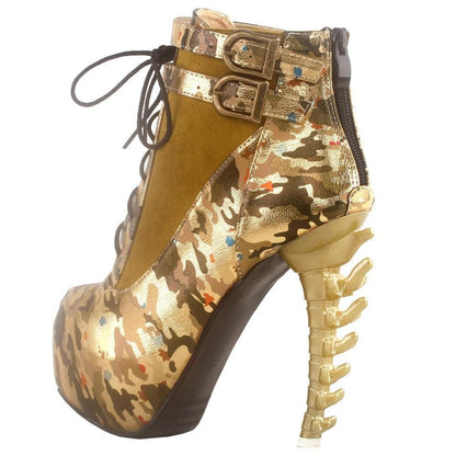 Gothic Punk Bone Heel Boots