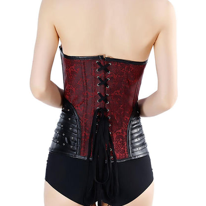 Faux Leather Red Punk Corset