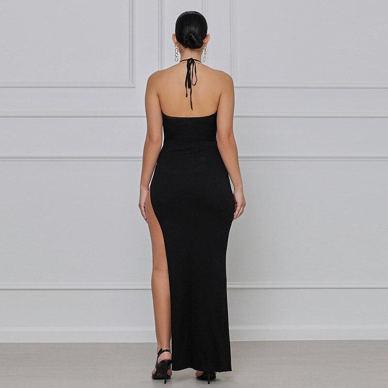 Night Queen Halter Maxi Dress