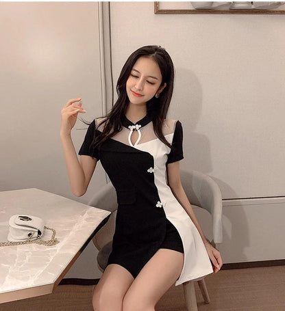 Mandarin Style Two Piece Dress Set