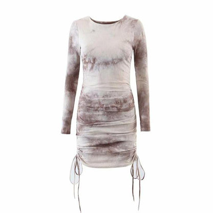 Dyed Double Drawstring Mini Dress