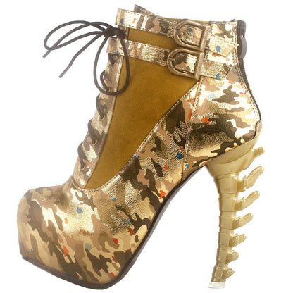 Gothic Punk Bone Heel Boots