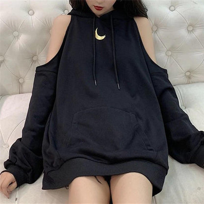 Moon Mystery Cold Shoulder Hoodie