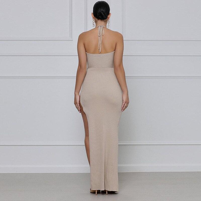 Night Queen Halter Maxi Dress