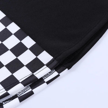 B&W Gothic Checkered Skirt