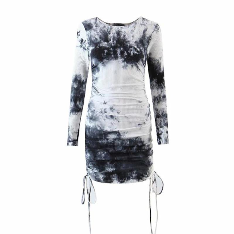 Dyed Double Drawstring Mini Dress