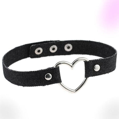 Denim Heart Choker
