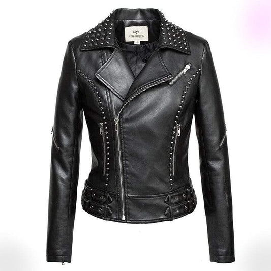 Fashionable Gothic Leather Motorcycle Jacket