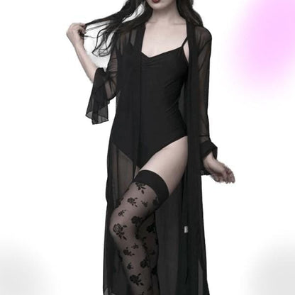 Gothic Sheer Black Mesh Robe