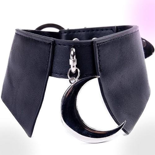 Gothic Moon Black Leather Choker