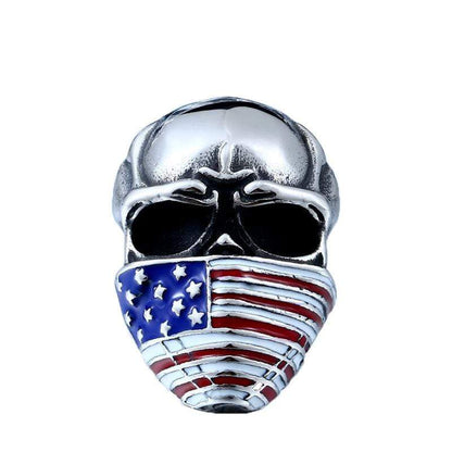 Flag Bandana Skull Ring