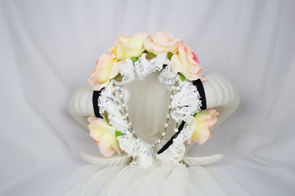 Gothic Horn Headdress and optional veil (white)