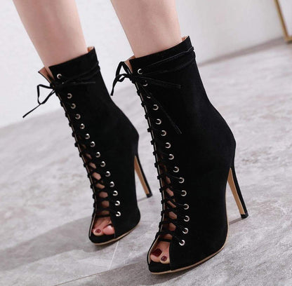 Gladiator Cross Strap Heel Boots