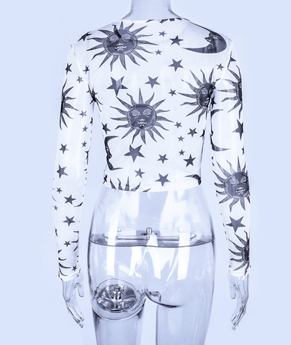 Gothic Sun Moon Mesh Top
