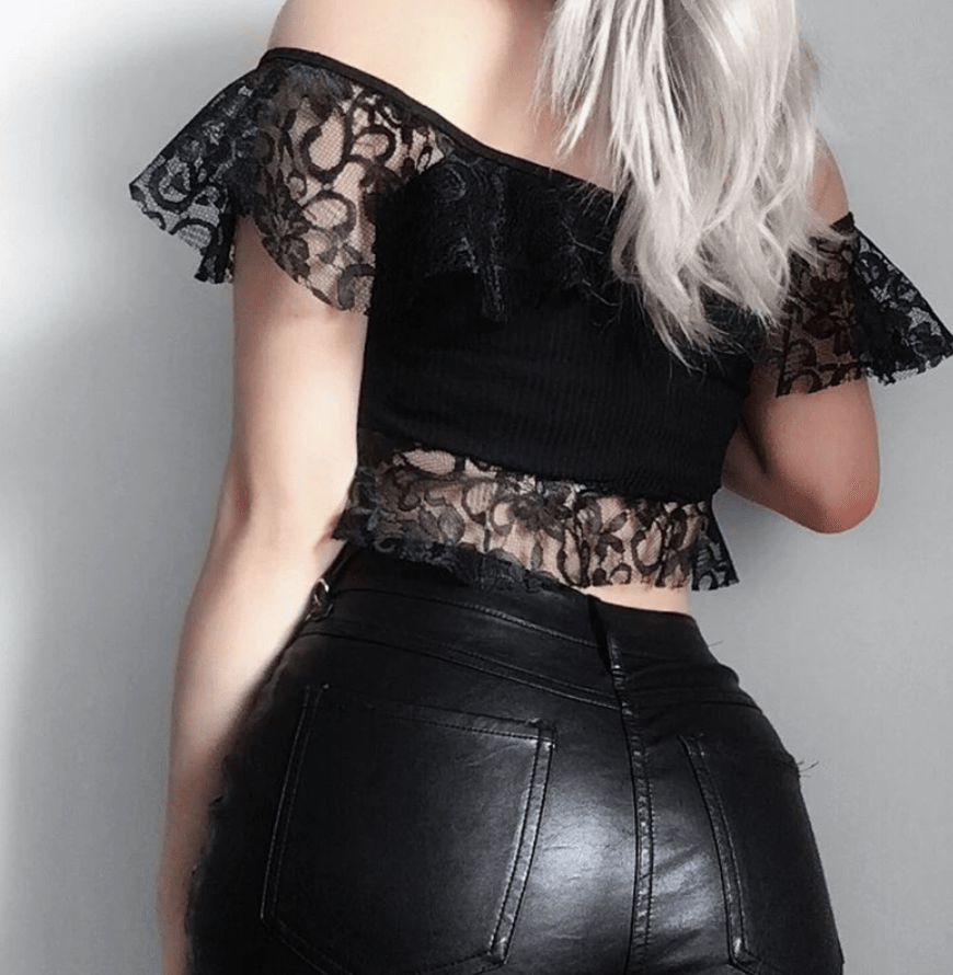 Gothic Black Lace Crop Top