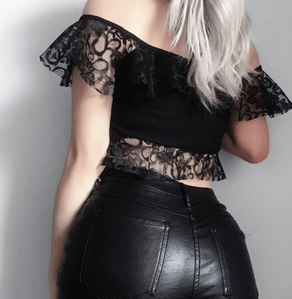 Gothic Black Lace Crop Top