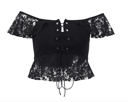 Gothic Black Lace Crop Top