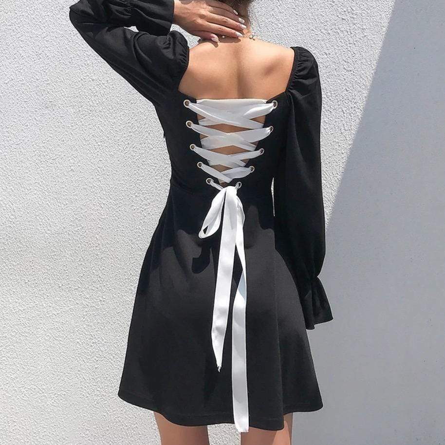 Perfect Mistake Lace Up Dress