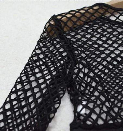 Gothic Two Piece Sexy Black Mesh Bodysuit
