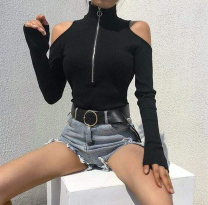 Gothic Long Sleeve Turtleneck Bodysuit