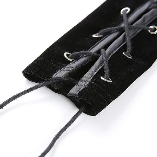 Gothic Buckle Lace Up Velvet Dress