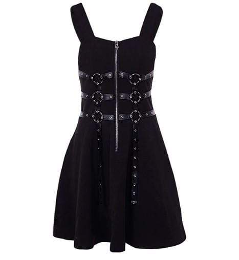 Gothic Vintage Retro Metal Chain Zipper Dress