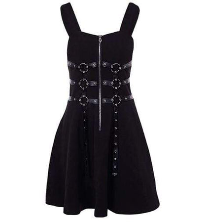 Gothic Vintage Retro Metal Chain Zipper Dress