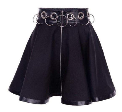 Gothic Black Iron Ring Mini Skirt