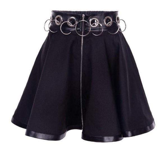 Gothic Black Iron Ring Mini Skirt
