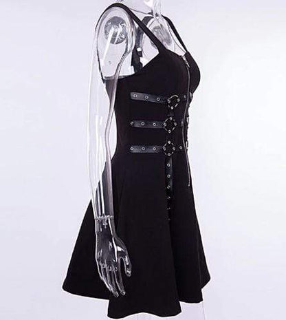 Gothic Vintage Retro Metal Chain Zipper Dress