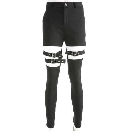 Hollow Out Buckle Strap Pants